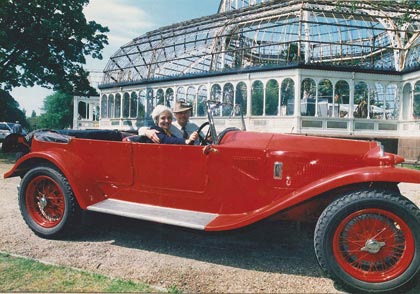 Jane with her husband Jim in the Lancia Lambda